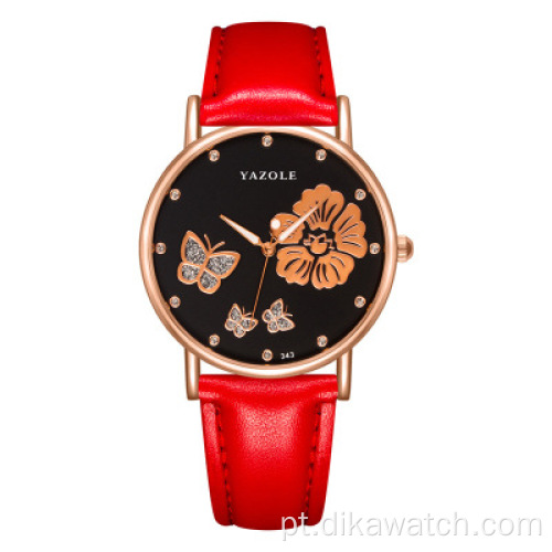 YAZOLE 343 Top marca moda borboleta rosa ouro feminino relógios relógio de quartzo strass de luxo elegante design elegante relógio de pulso senhora